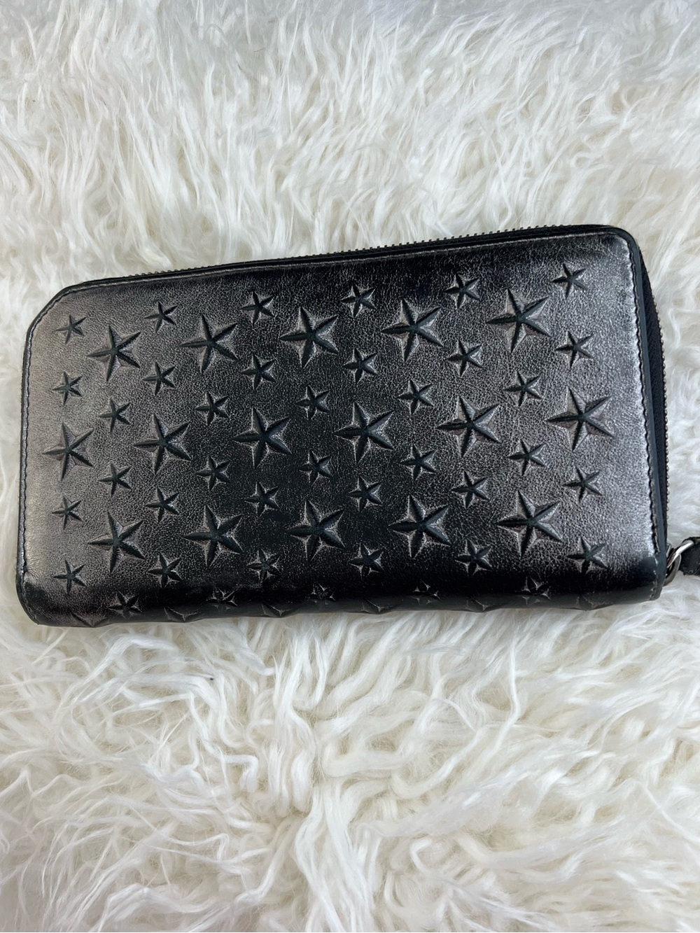 Jimmy Choo Black Star-Embossed Zip Wallet